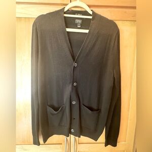 J. Crew Men's Black Merino wool Cardigan Sweater sz M